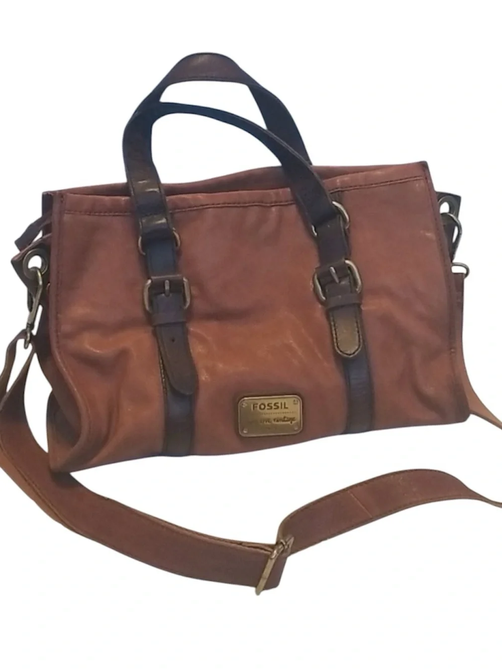 RARE Fossil Emory Satchel Vintage 90s Leather Bag June2011 ZB4870